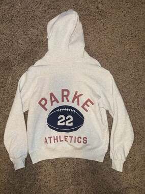 Parke Athletics Hoodie Size S/M Grey Football Graphic Pullover